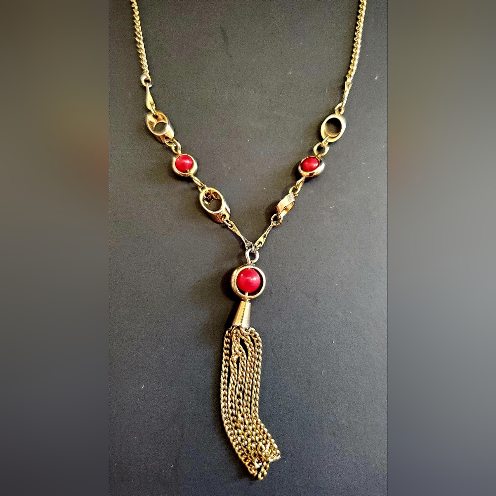 Vintage Sarah Coventry red murano glass bead necklace - Picture 4 of 7